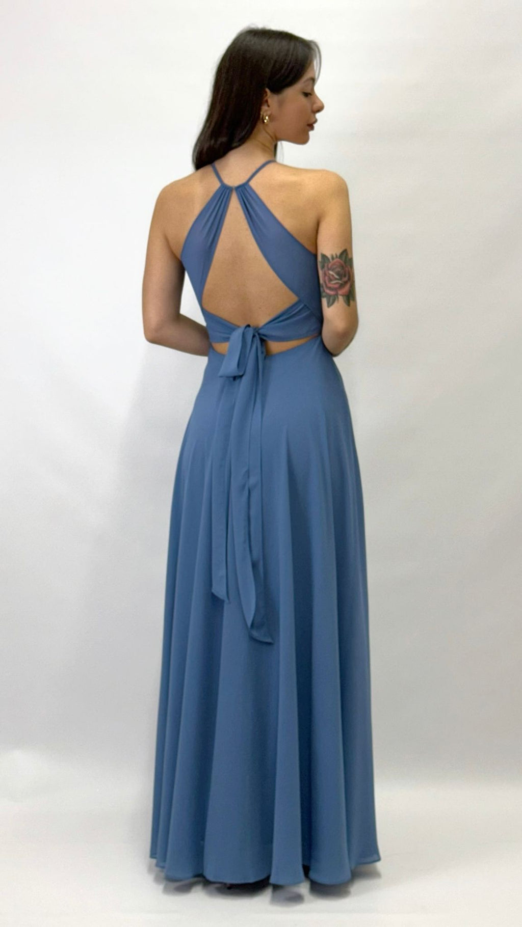 Abito Lungo Cerimonia con Scollo Americano carta da zucchero - Berti Mode Collection