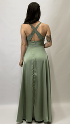 Berti Mode Collection - Abito con strass verde salvia