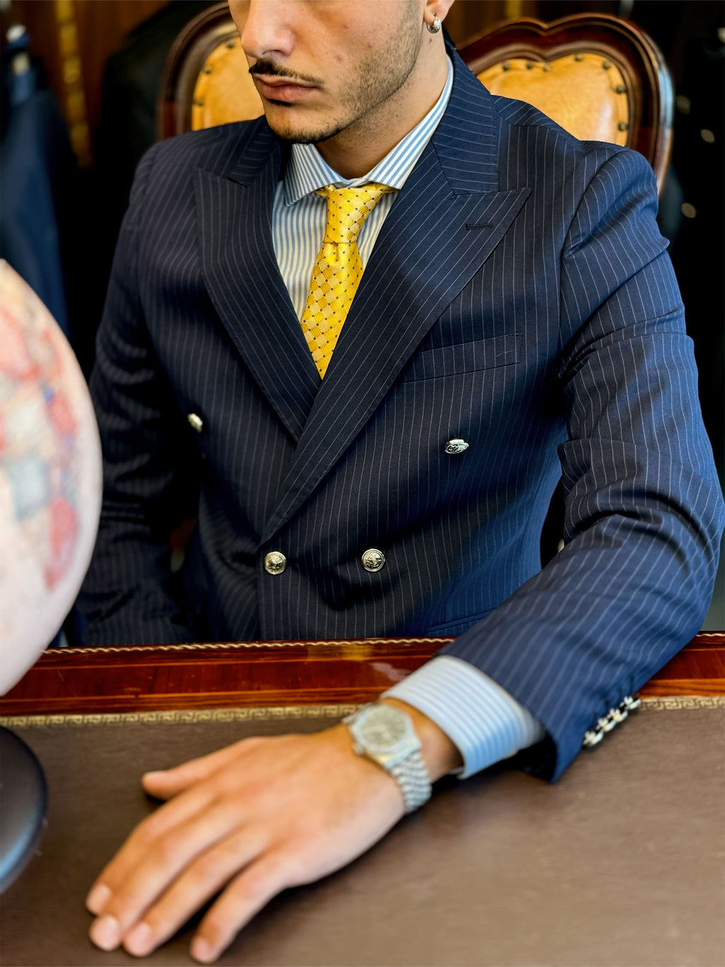 Berti Mode Collection - Doppiopetto gessato blu