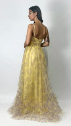 Abito Lungo in Tulle Floreale con Balze - Berti Mode Collection