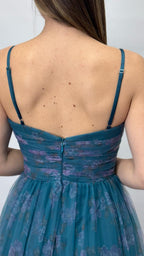 Abito Lungo in Tulle Floreale con Balze - Berti Mode Collection