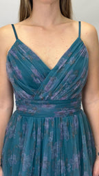 Abito Lungo in Tulle Floreale con Balze - Berti Mode Collection