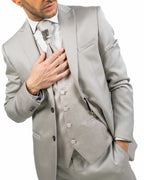 LEBOLE - Abito con Gilet Damascato Beige