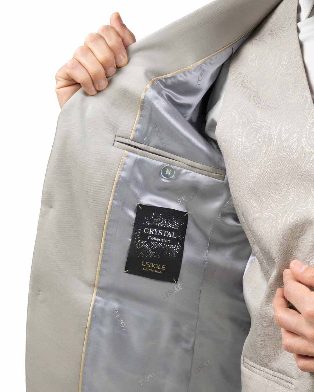 LEBOLE - Abito con Gilet Damascato Beige