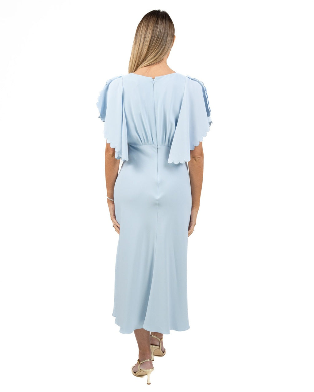 ELISABETTA FRANCHI - Abito in crêpe leggero con smerlo ricamato