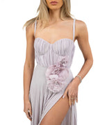 Elisabetta Franchi - Abito Red Carpet in jersey lurex con fiore ricamato