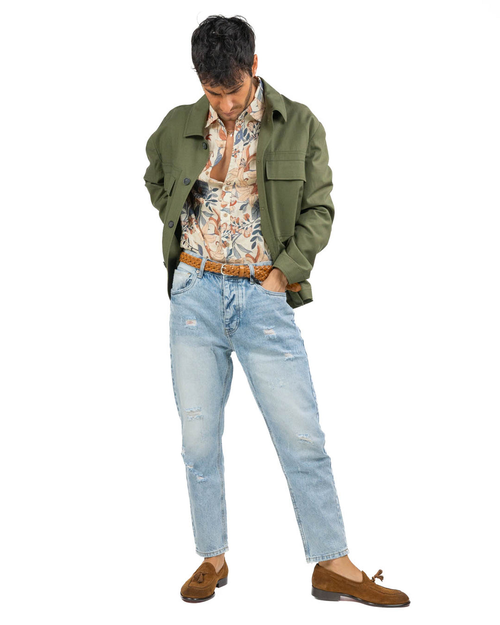 OVER/D - Giubbino con collo a camicia militare