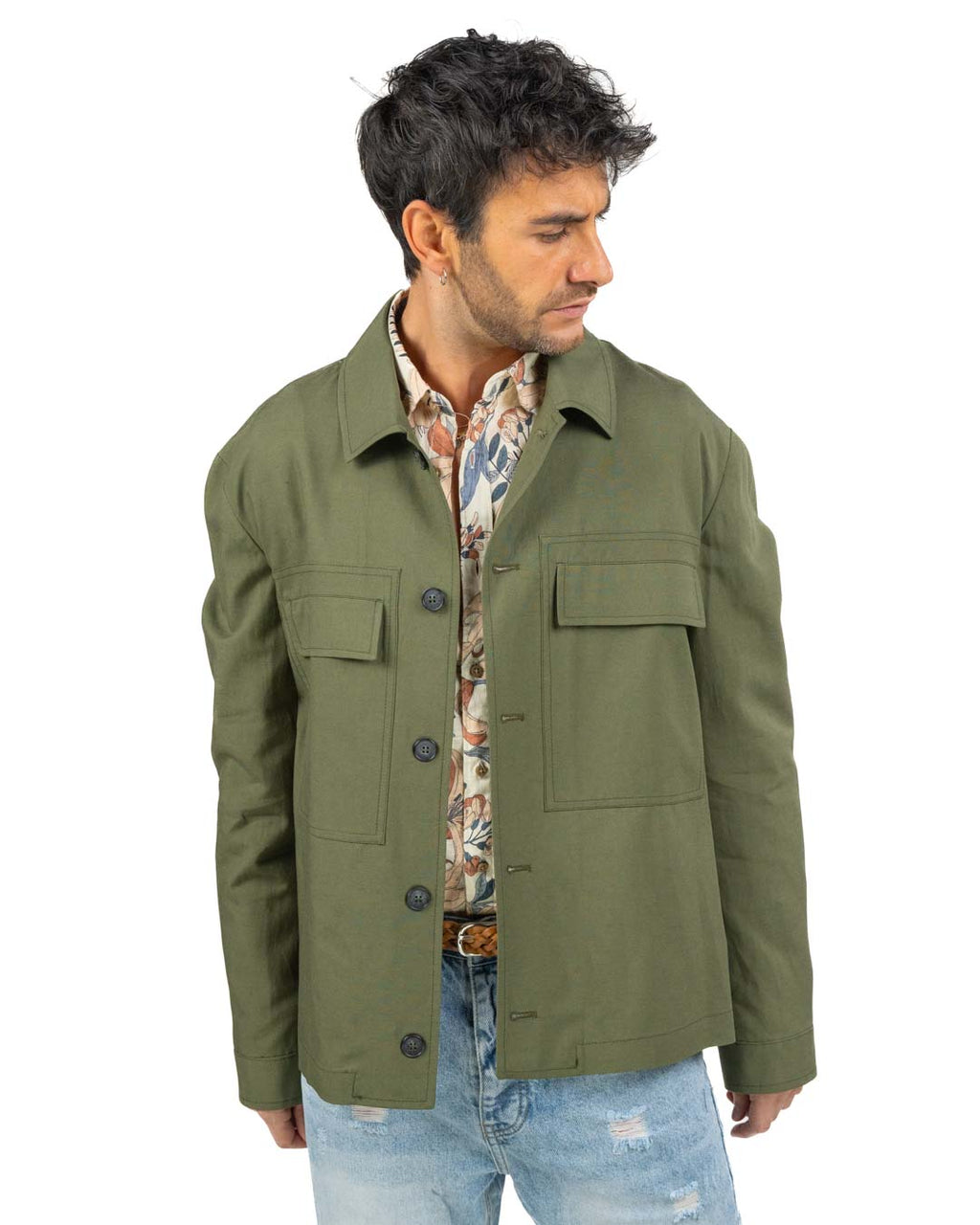 OVER/D - Giubbino con collo a camicia militare