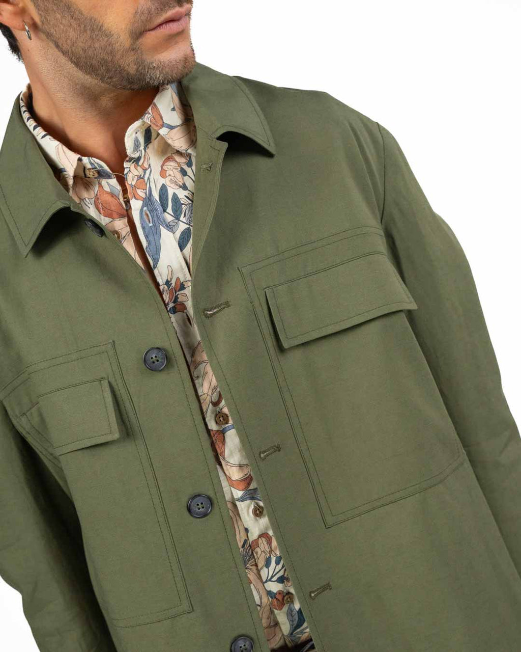 OVER/D - Giubbino con collo a camicia militare