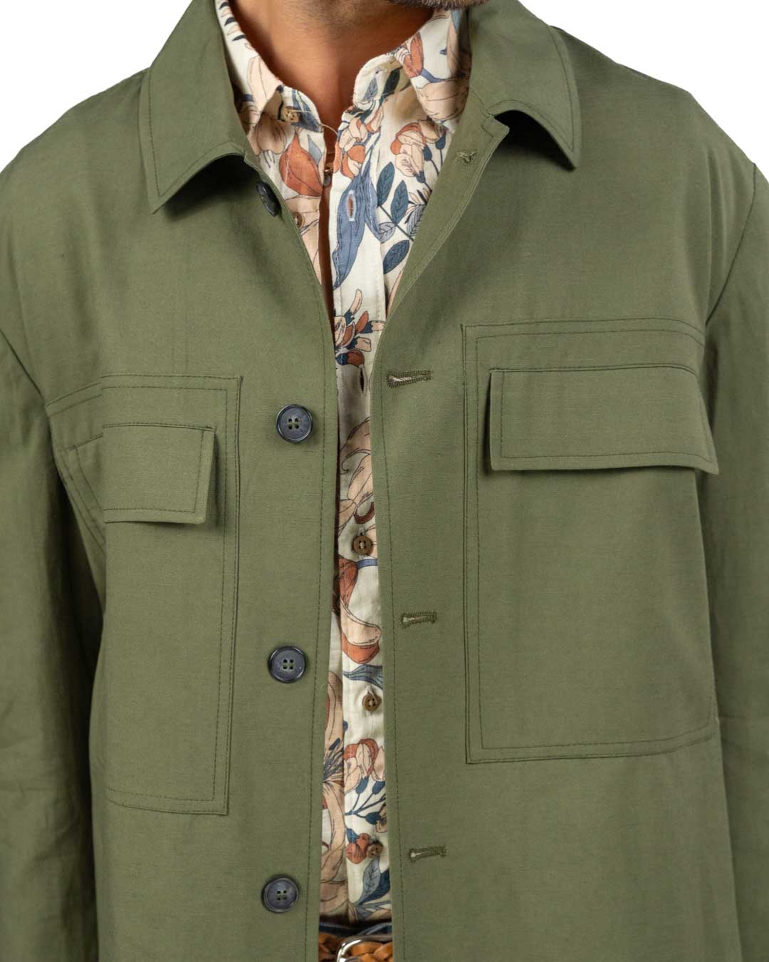 OVER/D - Giubbino con collo a camicia militare