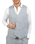 OVER/D - Gilet doppiopetto gessato grigio
