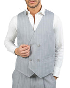 OVER/D - Gilet doppiopetto gessato grigio