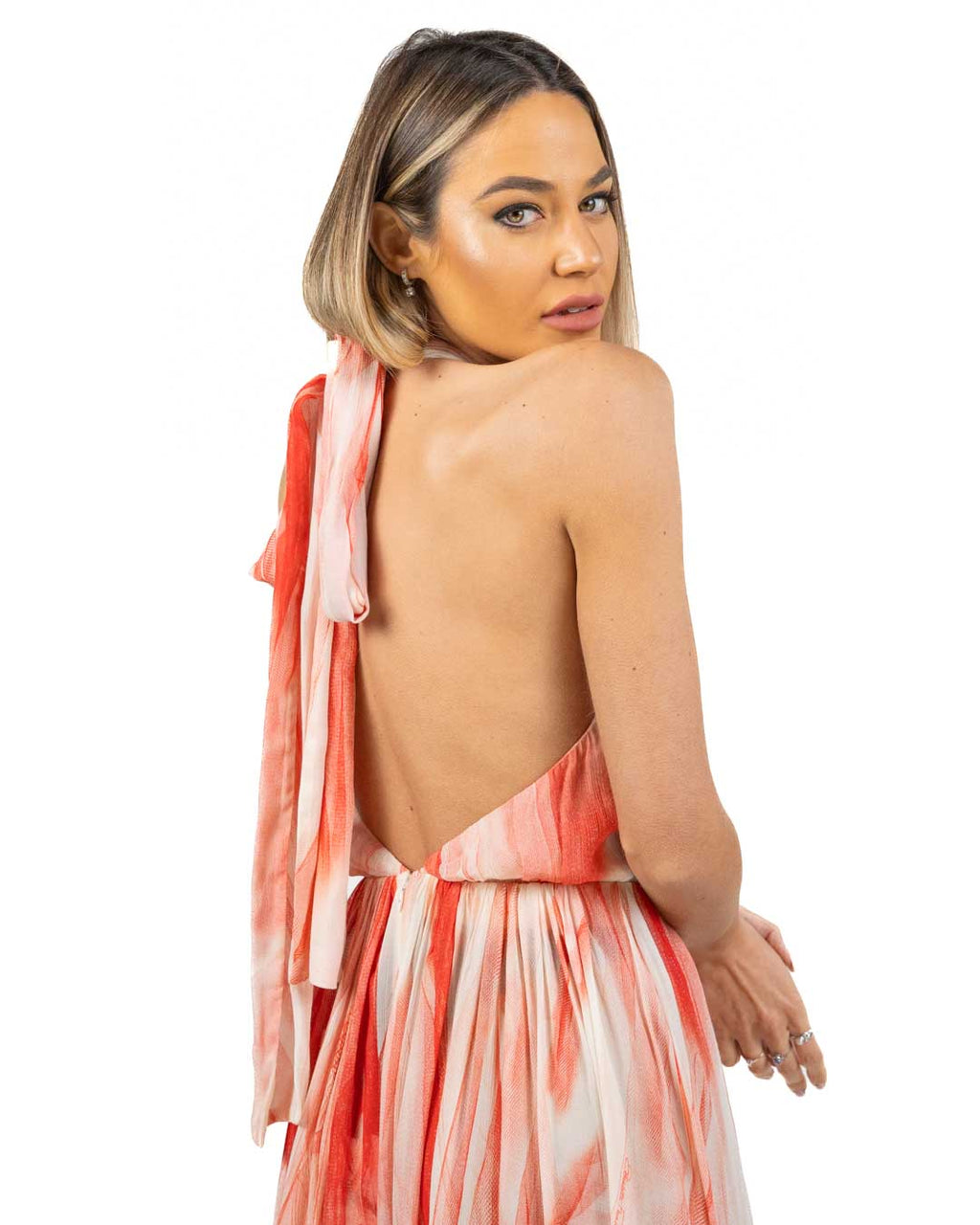 Elisabetta Franchi - abito Red Carpet in viscosa con stampa tulle