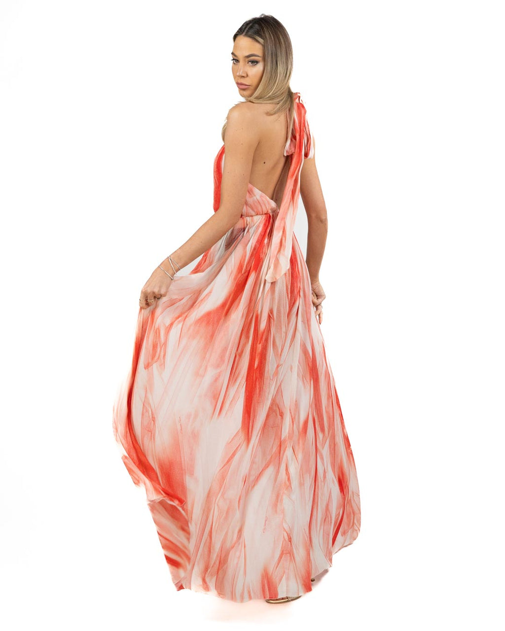 Elisabetta Franchi - abito Red Carpet in viscosa con stampa tulle