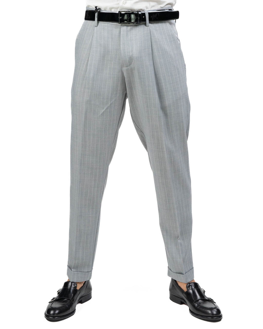 OVER/D - Pantalone gessato grigio