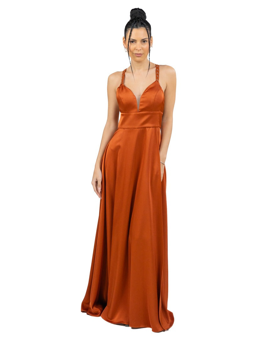 Berti Mode Collection - Abito con strass ruggine