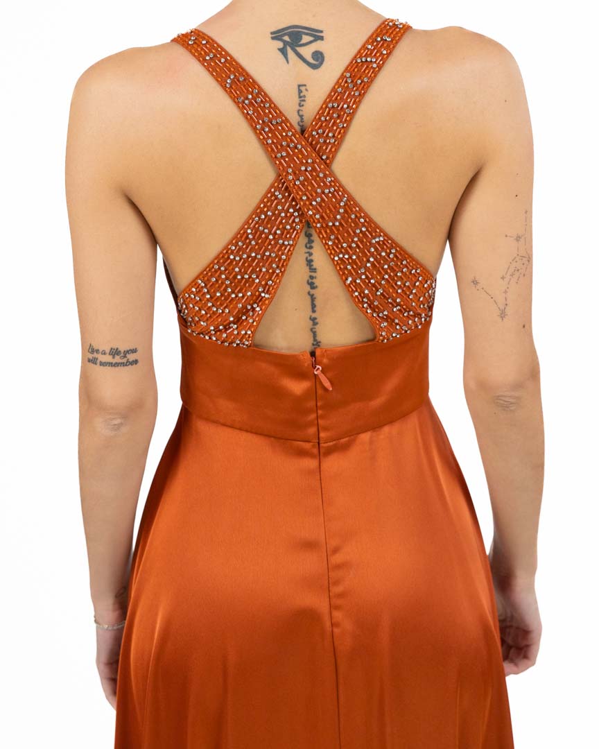 Berti Mode Collection - Abito con strass ruggine