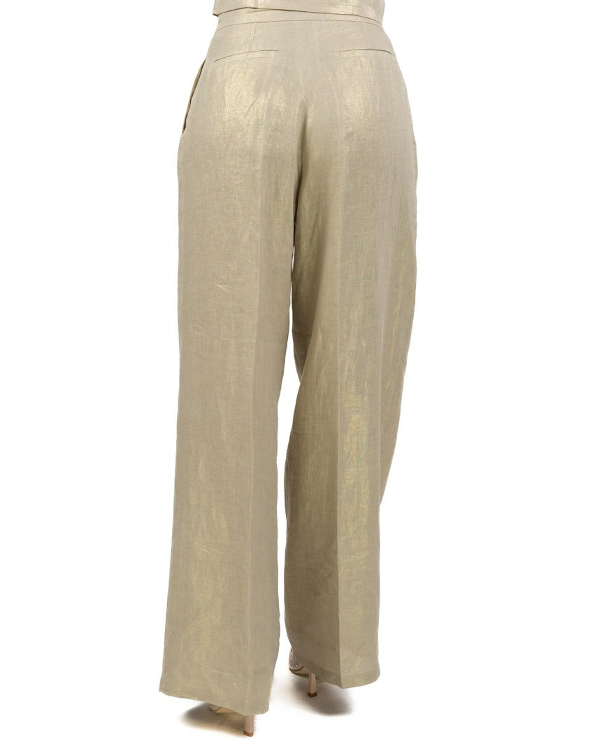 PENNYBLACK - Pantaloni ampi in lino laminato da donna