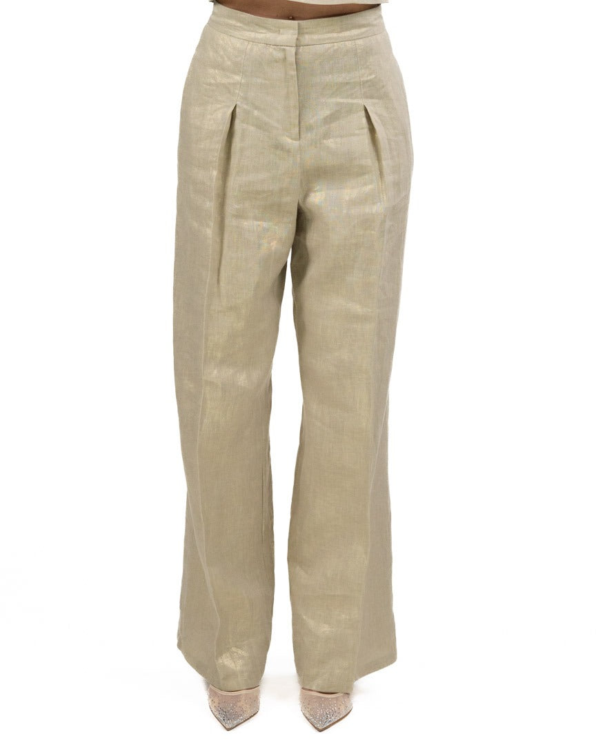 PENNYBLACK - Pantaloni ampi in lino laminato da donna