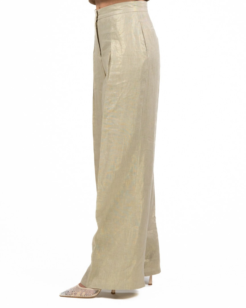 PENNYBLACK - Pantaloni ampi in lino laminato da donna