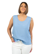 PERSONA - Top in crêpe de Chine di misto seta con maniche applicabili