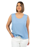 PERSONA - Top in crêpe de Chine di misto seta con maniche applicabili