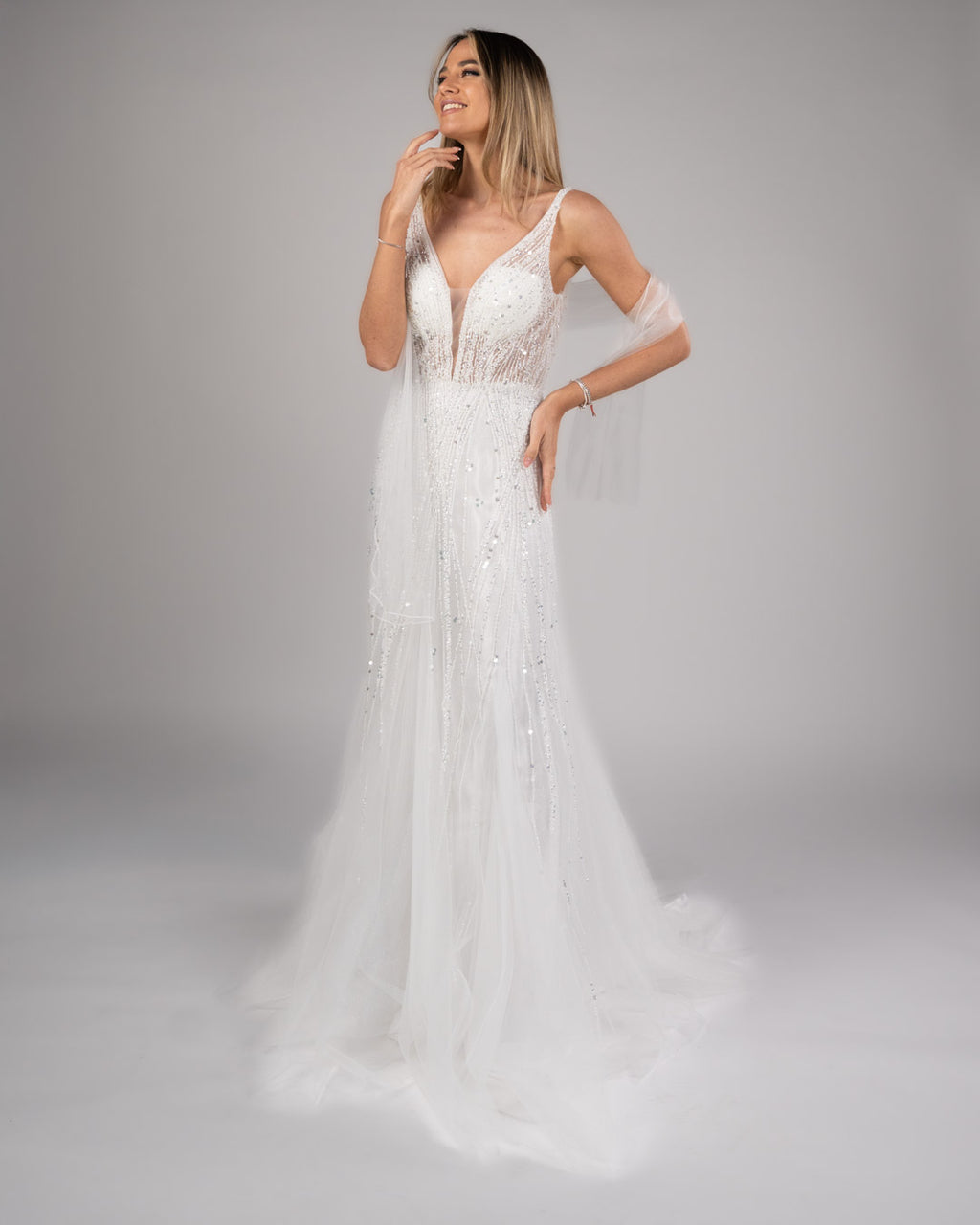 BERTI MODE COLLECTION - Abito da sposa con petali bianco