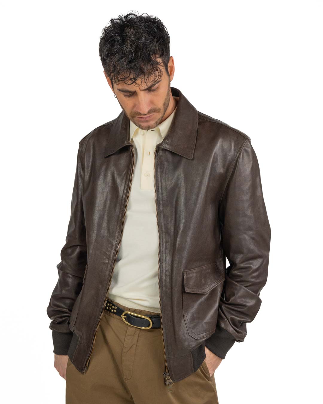 Berti Mode Collection - Giacca in Pelle Marrone