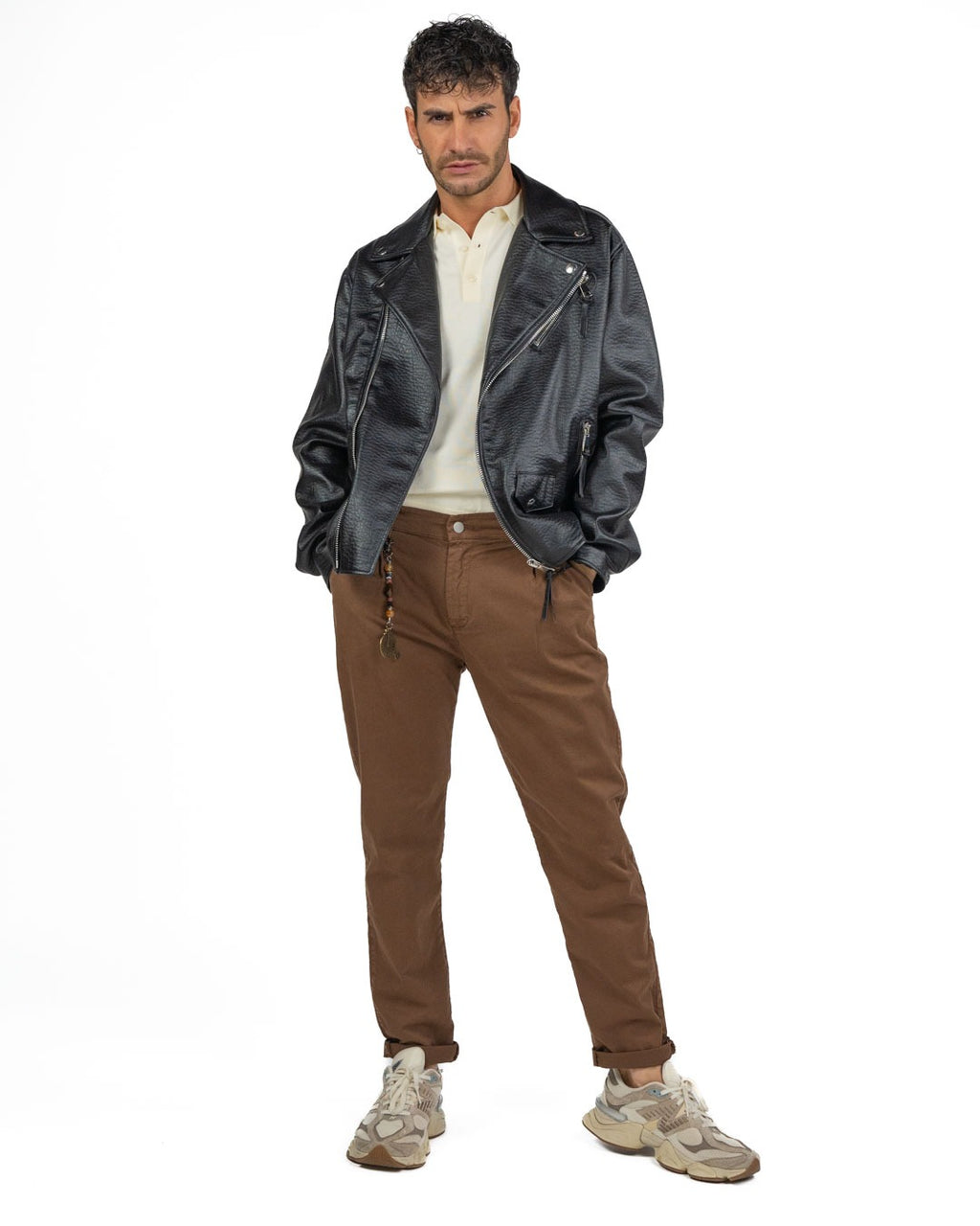 OVER/D - Pantalone Cacao con catenina