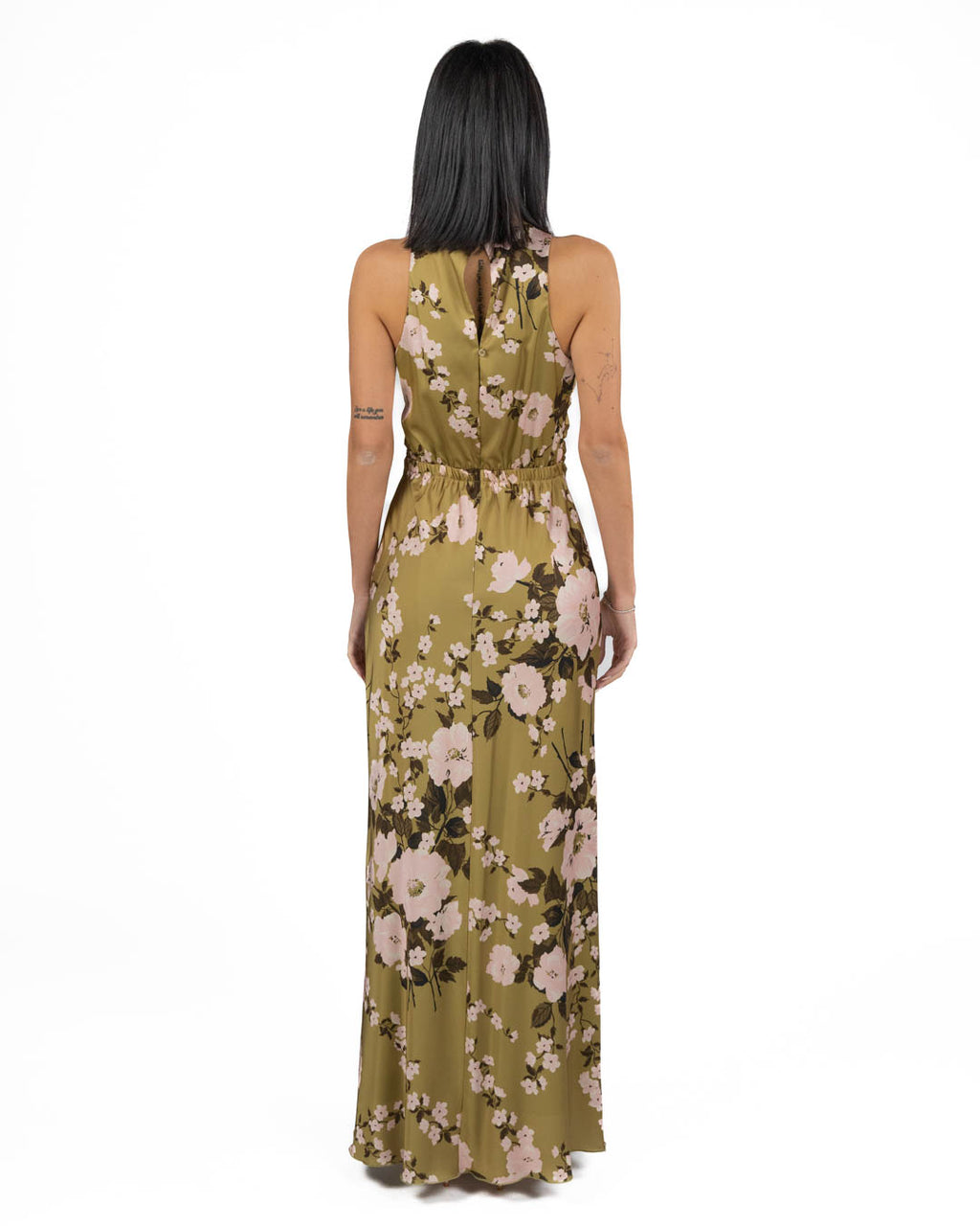 RINASCIMENTO - Abito Lungo Verde Salvia e Rosa