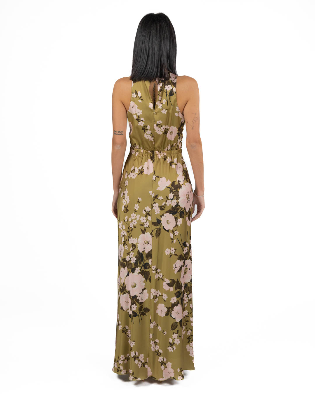 RINASCIMENTO - Abito Lungo Verde Salvia e Rosa