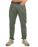 OVER/D - Pantalone Verde con catenina