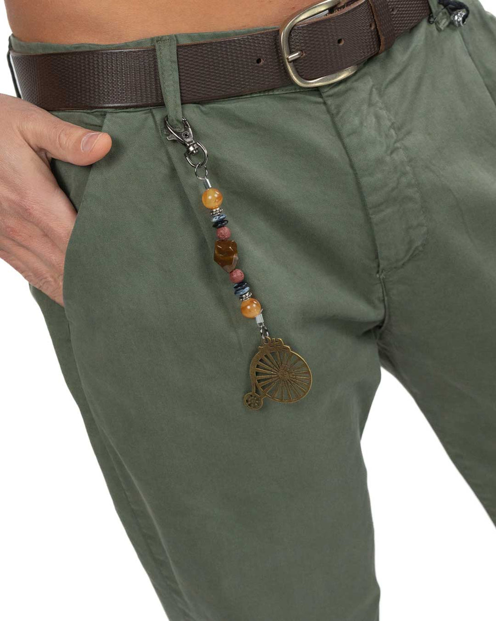 OVER/D - Pantalone Verde con catenina