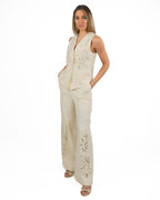 TWINSET - Gilet in misto lino con ricamo