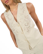 TWINSET - Gilet in misto lino con ricamo