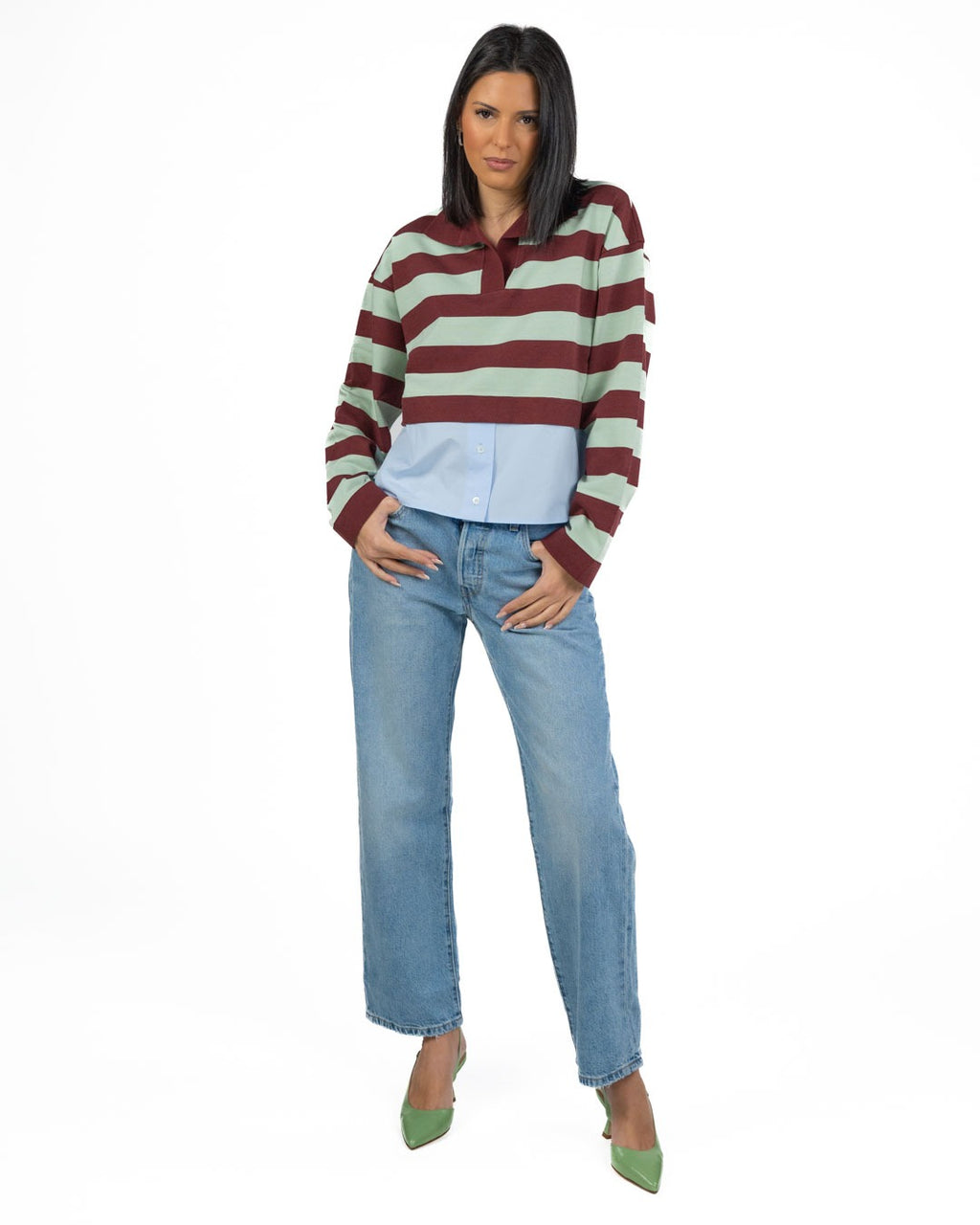 WEEKEND MAX MARA - Polo a Strisce Bordeaux e Menta