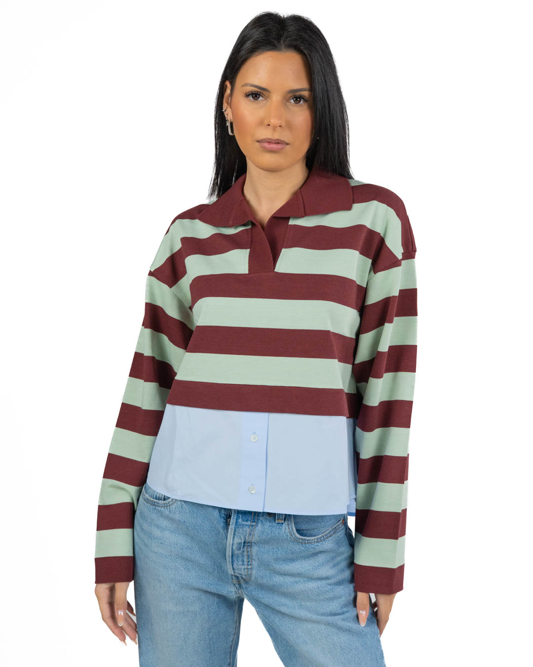 WEEKEND MAX MARA - Polo a Strisce Bordeaux e Menta