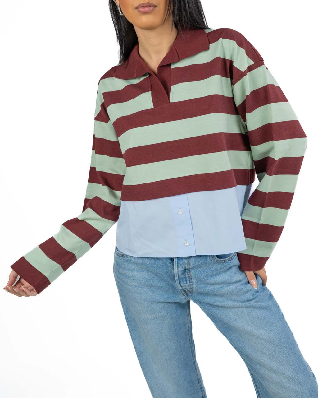 WEEKEND MAX MARA - Polo a Strisce Bordeaux e Menta