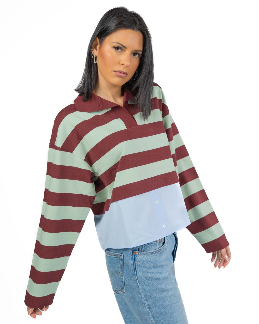 WEEKEND MAX MARA - Polo a Strisce Bordeaux e Menta