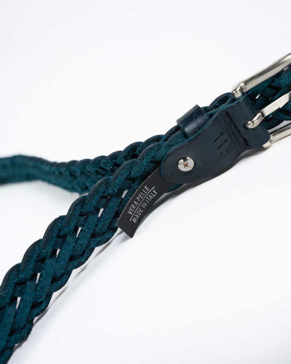 BERTI MODE COLLECTION - Cintura intrecciata Vera Pelle Blu