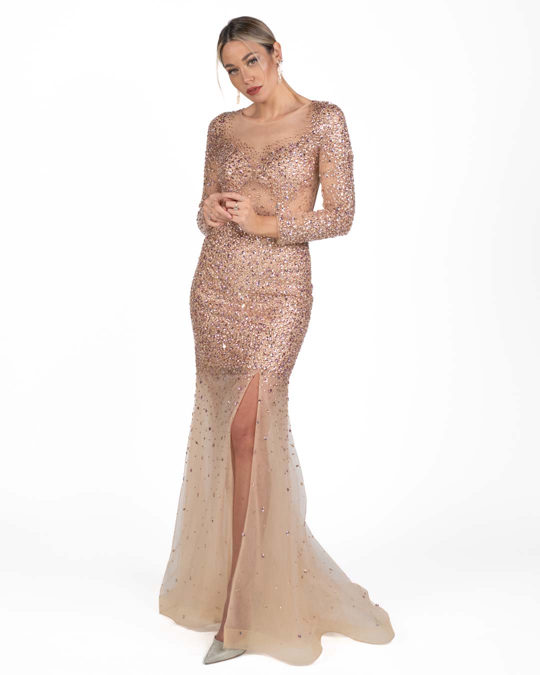 Berti Mode Collection - Abito lungo con strass oro