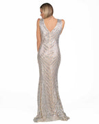 Berti Mode Collection - Abito lungo con paillettes argento