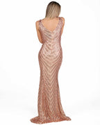 Berti Mode Collection - Abito lungo con pailettes rosa