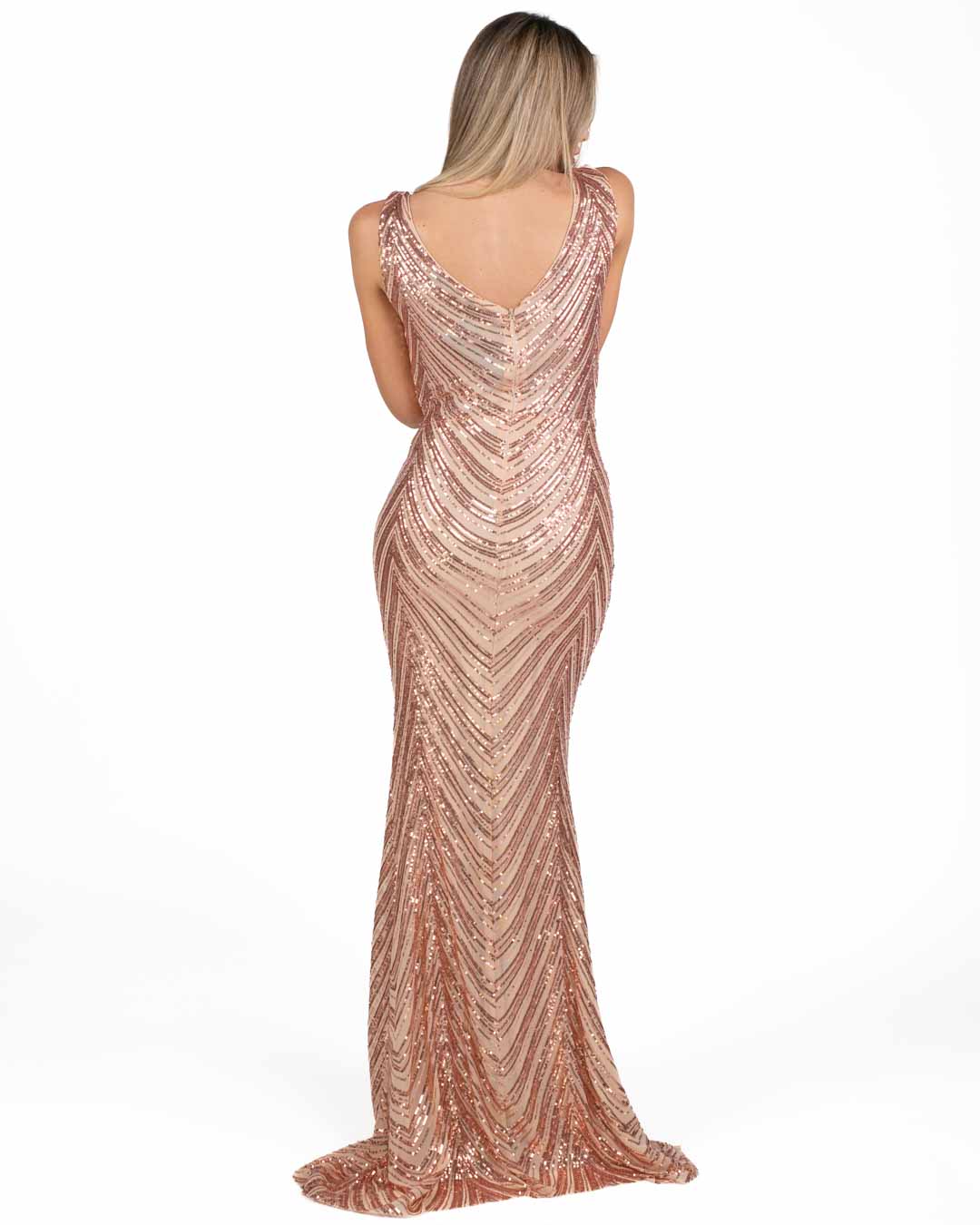 Berti Mode Collection - Abito lungo con pailettes rosa