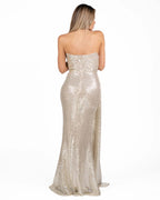 Berti Mode Collection - Abito senza spalline in pailette silver