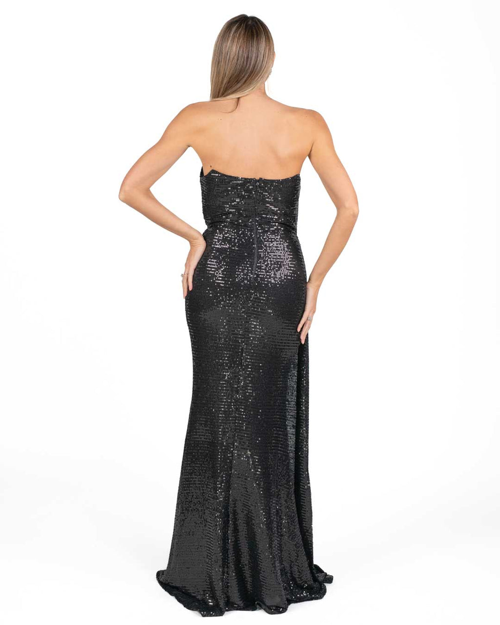 Berti Mode Collection - Abito senza spalline in paillettes nero