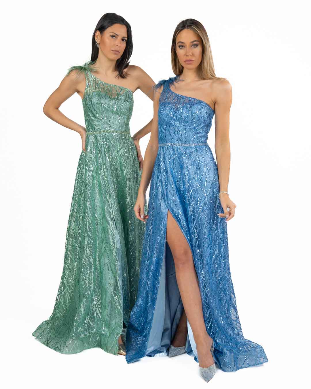 BERTI MODE COLLECTION - Abito Salvia in tulle con Pailettes e Perline