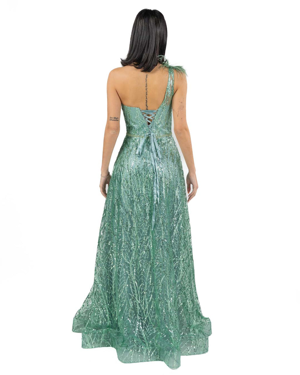 BERTI MODE COLLECTION - Abito Salvia in tulle con Pailettes e Perline