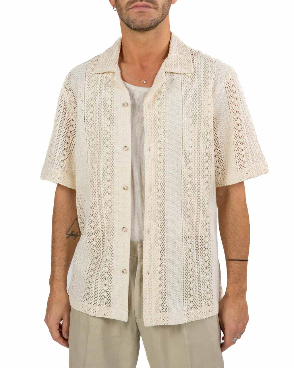 OVER/D - Camicia Forata Panna