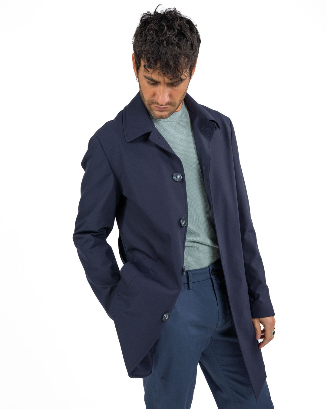 OVER/D - Trench Corto Blu